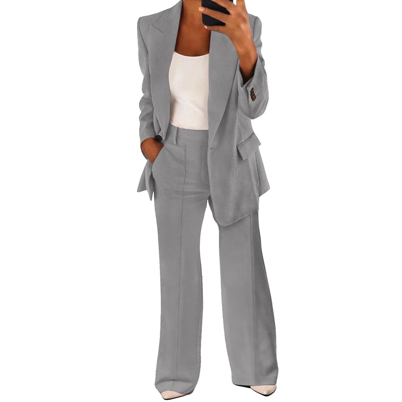 Womens Suits 2 Piece Set Business Casual Blazer Outfits One Button Blazer Jacket and Pants Professional Clothes