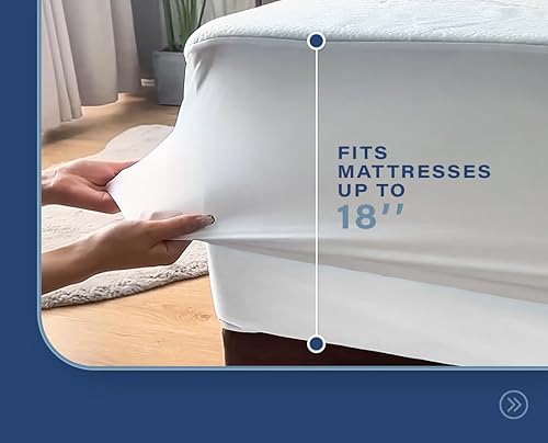 Miniatura 3 de Lubel Luxe - Protector de colchón impermeable, color blanco, bambú natural