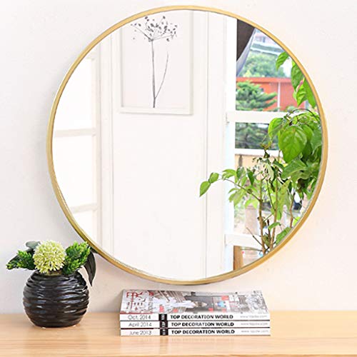 Miroir Accent Miroir Mural, Miroir Cercle Doré pour Décoration Murale, Coiffeuse, Salon, Chambre à Coucher avec Kit Complet Design Élégant (80x80CM)