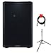QSC CP8 Two-Way 8" 1000W Compact Powered Loudspeaker with DSP with Auray SS-47S Steel Speaker Stand and XLR-XLR Cable