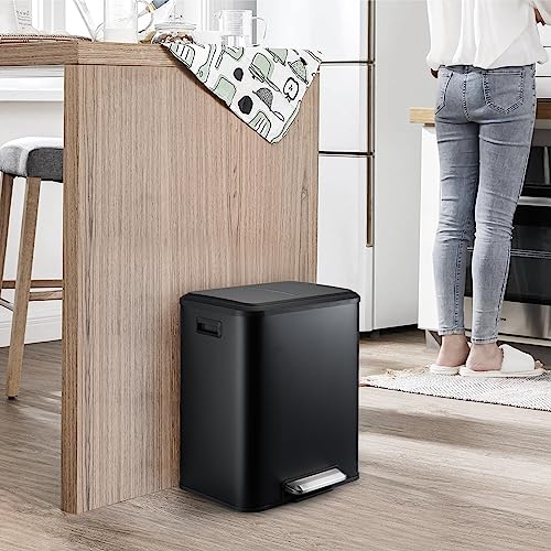 Bote de basura para cocina con pedal y doble compartimento miniatura 3