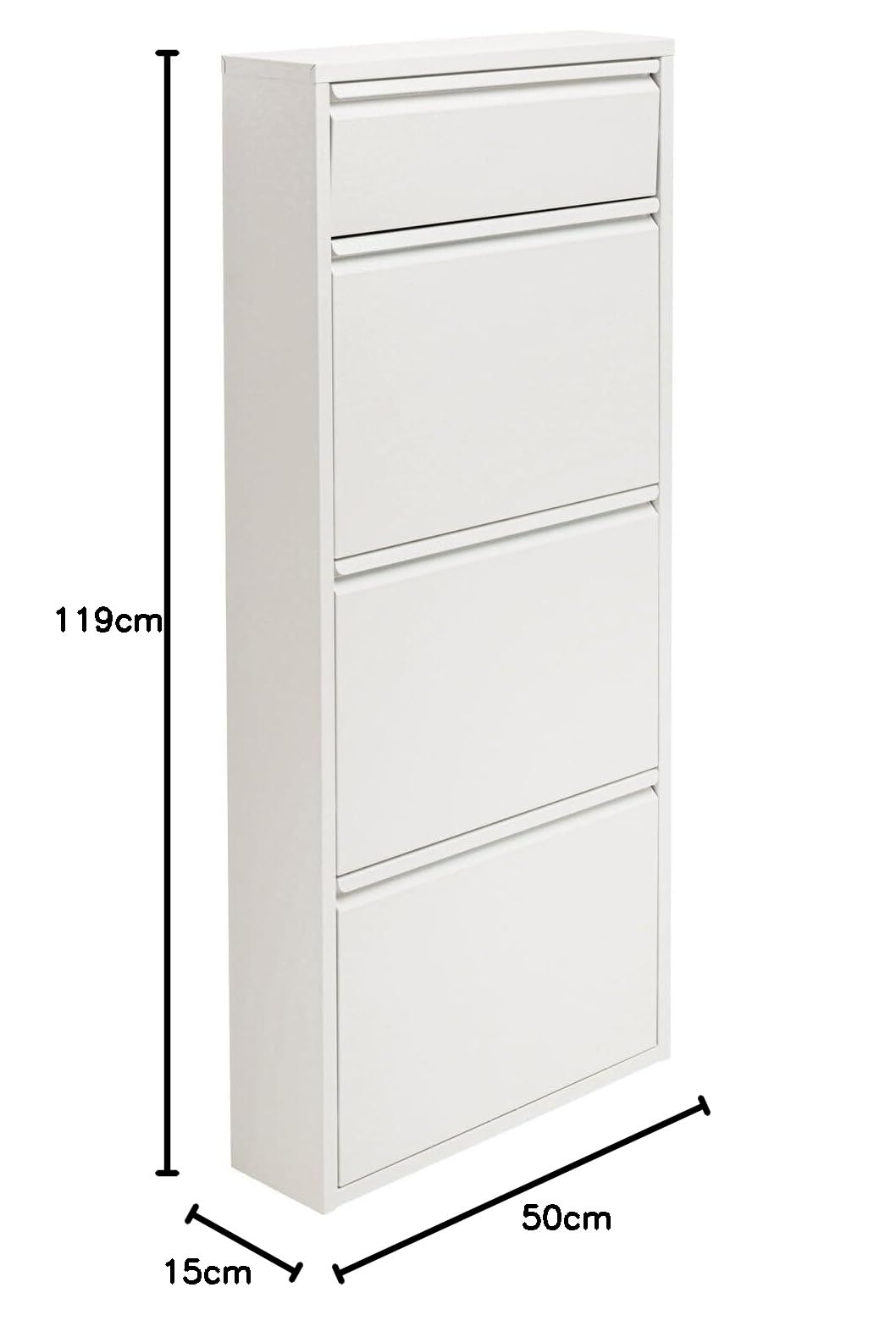 Kare Design Schuhschrank Caruso 3+1, Weiß, 119x50x15 cm, Schuhkipper, Stahl, mit Platz für 6 Paar Schuhe, Flur