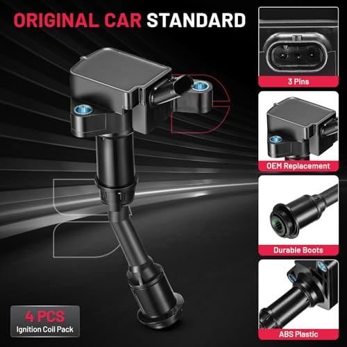 Image of BDFHYK Ignition Coil Pack UF-735 Set of 4 Compatible with Ford 2014-2020 Fusion 2017-2019 Escape 1.5L L4 Replacement for C880 GN10645 DG554 V25700032 DS7G-12A366-BB DG-552 E1235