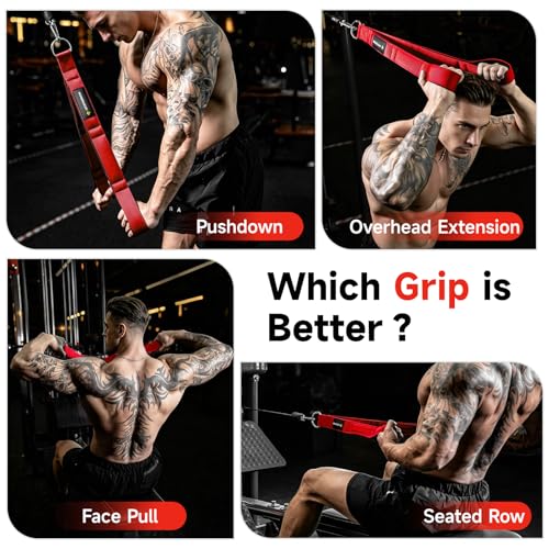 Image of MANUEKLEAR 24-Inch 3-Grip Tricep Rope Cable Attachment for Gym Greater ROM