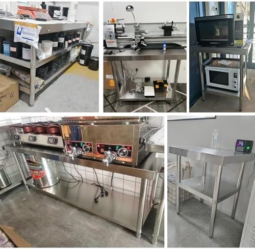 30in Stainless Steel Kitchen Work Table - Commercial Food Prep & Lab Workstation, Metal Island Desk with Storage, 39.4x31.5in for Kitchen/Garage Use