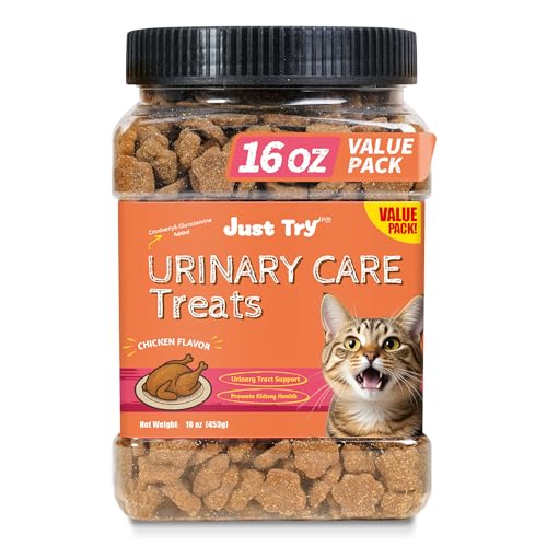 Just Try 16 OZ Cat Treats Urinary Tract Bites - Cranberry & D Mannose Formula for Bladder Health - Chicken Flavored Prevent UTI & Promote Urinary Comfort