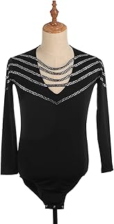 Figure Skating Clothing for Boys and Mens, Elegant Rhinestone Lines Leotard Figure Skating Performance Competition Costume, Kids Adults Ice Skating Leotard Gymnastics Clothing,Black,XS