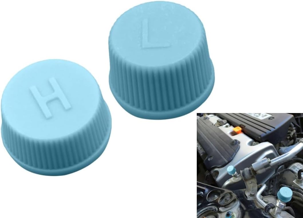 2Pcs Blue Replacement Valve Caps for Car Air Conditioning, Leakproof R134a AC System Charging Port Caps Valves Air Conditioning(High and Low Pressure)