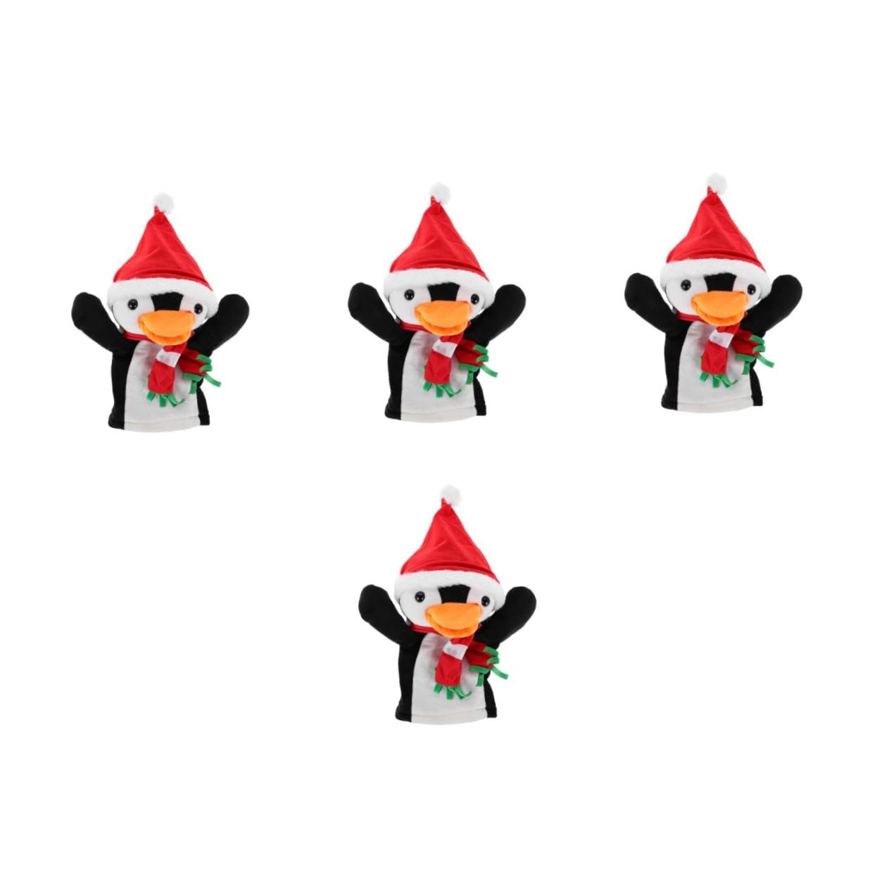 Beaupretty 4 Piezas Marioneta de Mano Pingüino Navideño de Peluche para Interactivo para Cuentos y Familiares Navidad