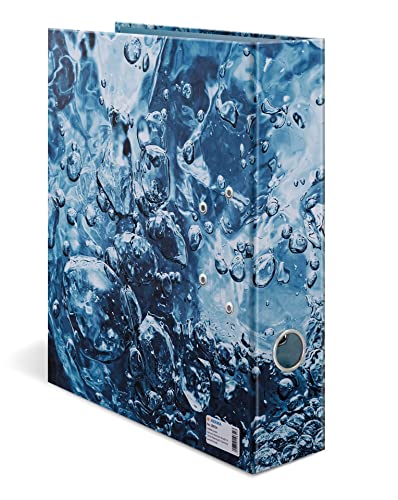 HERMA 19654 Folder A4 Natural Water, 7 cm Wide, Cardboard Folder with Inner Print for School and Office, Sturdy Children's Ring Binder Made of Cardboard for Boys and Girls
