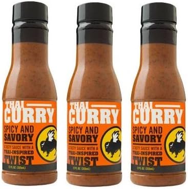 Buffalo Wild Wings Barbecue Sauces, Spices, Seasonings and Rubs For: Meat, Ribs, Rib, Chicken, Pork, Steak, Wings, Turkey, Barbecue, Smoker, Crock-Pot, Oven (Thai Curry, (3) Pack)