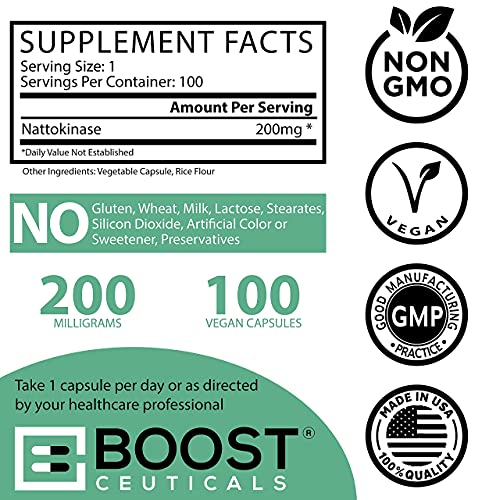 BoostCeuticals Nattokinase Supplement 200mg 100 Vegan Capsules Pure No Stearates Natural Blood Thinner & Blood Flow (100 Days Supply) - Image 6
