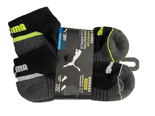 Puma 6 Pairs Training Quarter Crew Men's Large Sock 10-13 Shoe 8-12 Sport Cushion Arch Support Drycell #TOP22