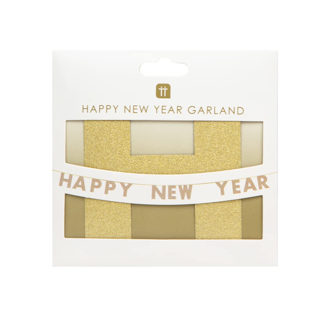 Talking Tables Happy New Year Banner 2m – Gold Glitter Party Bunting – Christmas Decorations for New Year's Eve 2023 – Eco Friendly Paper Garland – Reusable – Party Accessory Size: 2m