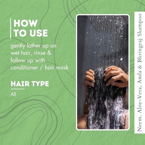 Image of KHADI Hair Fortifying Shampoo with Neem, Aloe Vera, Amla, and Bhringraj | Natural Anti Hair Fall & Scalp Nourishment Formula | 420 ML (Pack of 2)