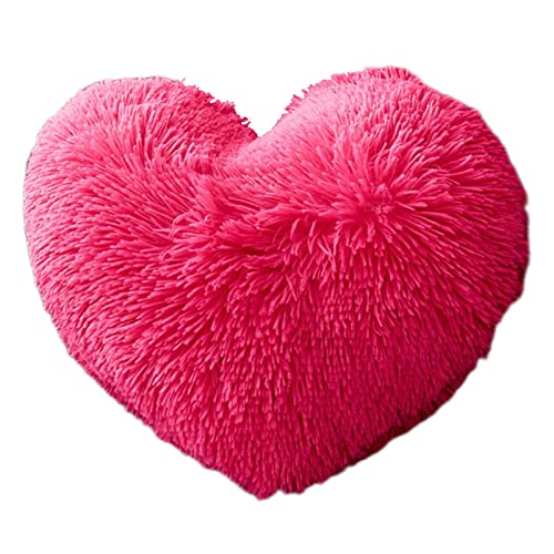 MorroMorn Fluffy Heart Throw Pillows, Shaggy Decorative Pillow for Sofa