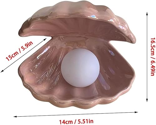 Miniatura 2 de Koolouispoper Ins Lámpara de noche de concha de cerámica de estilo japonés con perlas de sirena para decoración del hogar, regalo de Navidad (rosa)