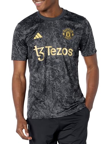 Image of adidas Men's Manchester United Stone Roses Pre-Match Jersey, Black, S