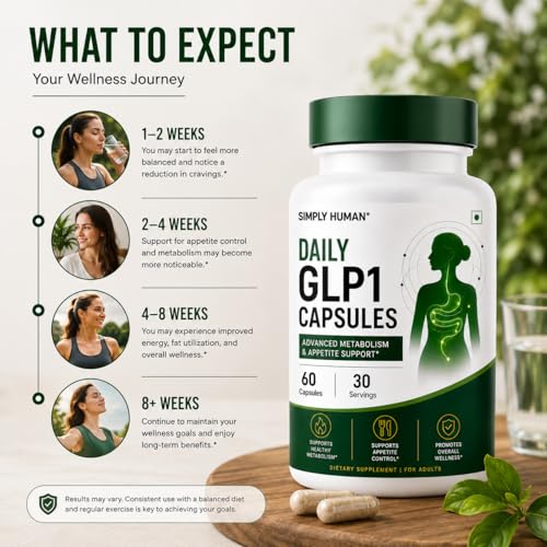 Image of Simply Human Daily GLP1 Capsules for Appetite Control & Metabolism Support | Natural Glp1 Support & Advanced Weight Management Formula | 60 Veg Capsules