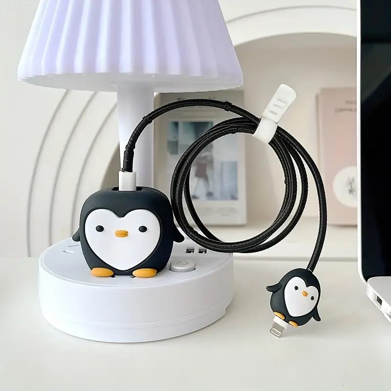 BEST HUB Cable Protector with 3D Cute Penguin Pattern for iPhone Charger only 18W & 20W, Data Line Wire Saver Charging Cable Charger Protective Cable, Full Protection Cover 4 in 1 (Black) (B0D7MT364F) Amazon Price History, Amazon Price Tracker