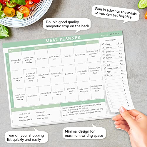 Meal Planning Notepad Magnetic Meal Planner And Grocery List Notepad Weekly Undated Meal Planner Notebook With Tear Off Shopping List, Note, 52 Weeks, Green(7"X10") #TOP4