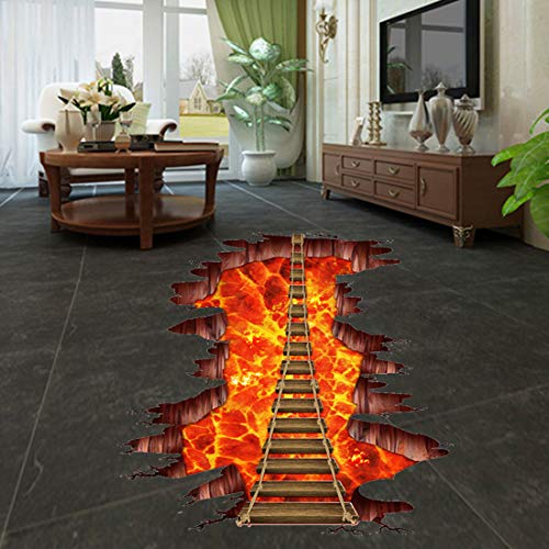 Sengter 2Pack Removable 3D Wallpaper Floor Flame And Lava Wall Stickers Anime Wall Art Volcano Magma Blaze Wall Decals Floor Decor Waterproof Wall Murals Peel And Stick Wall Decor For Bedroom #TOP2