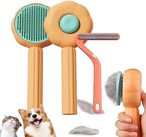 Cat Brush, Cat Brush, Cat Brush, Short Hair, Cat Brush, Long Hair, Cat Brush, Pet Hair Brush, Easy Removal of Loose and Tangled Hair from Pets (Orange)