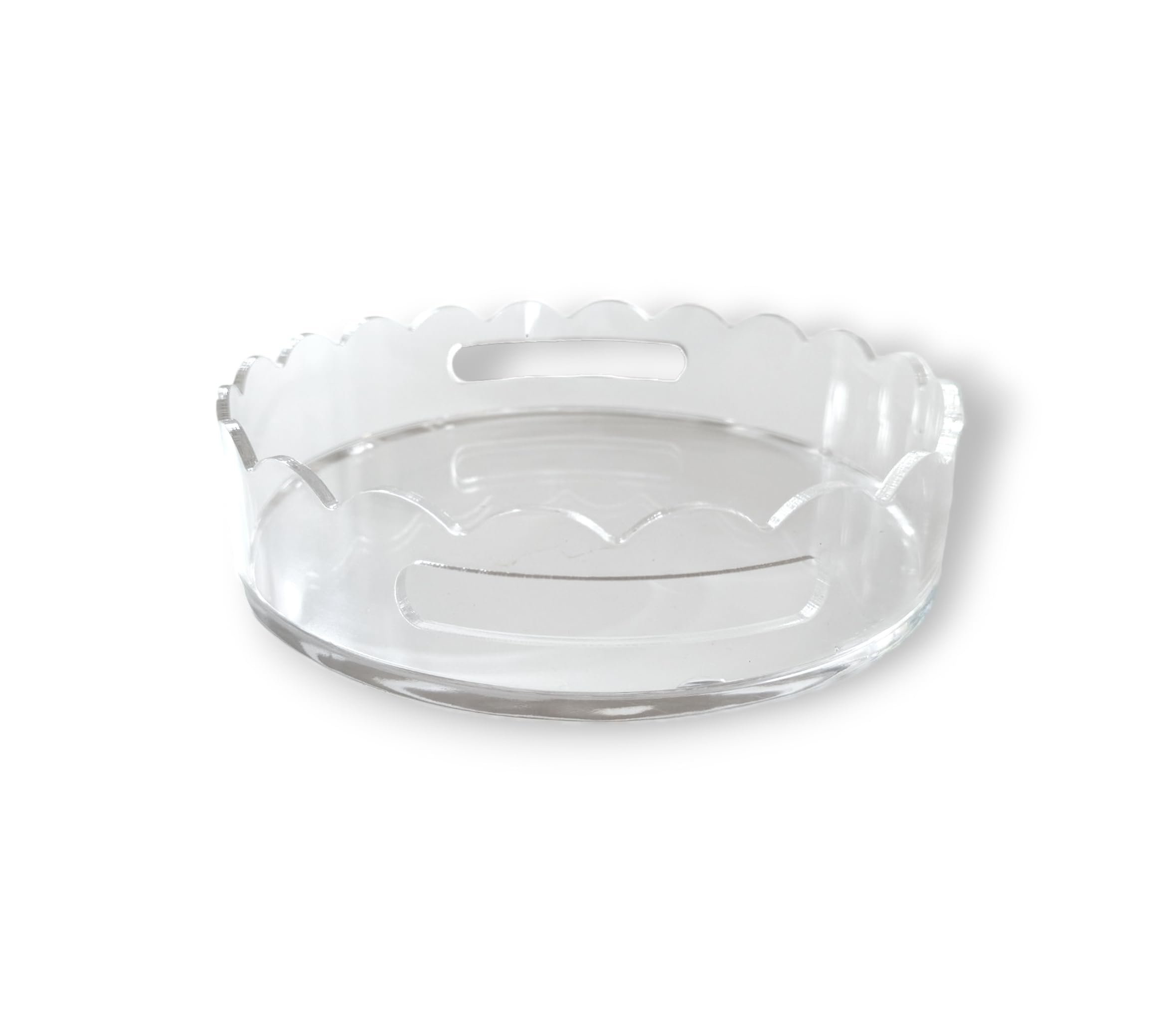 GRAHAM DESIGN Acrylic Scalloped Round Tray with Handles - 10