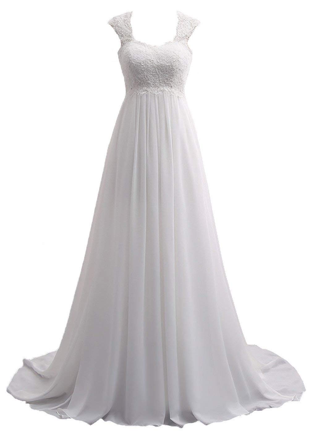 Damen Prinzessin Spitze Chiffon Prom Ballkleid Brautkleid Hochzeitskleider