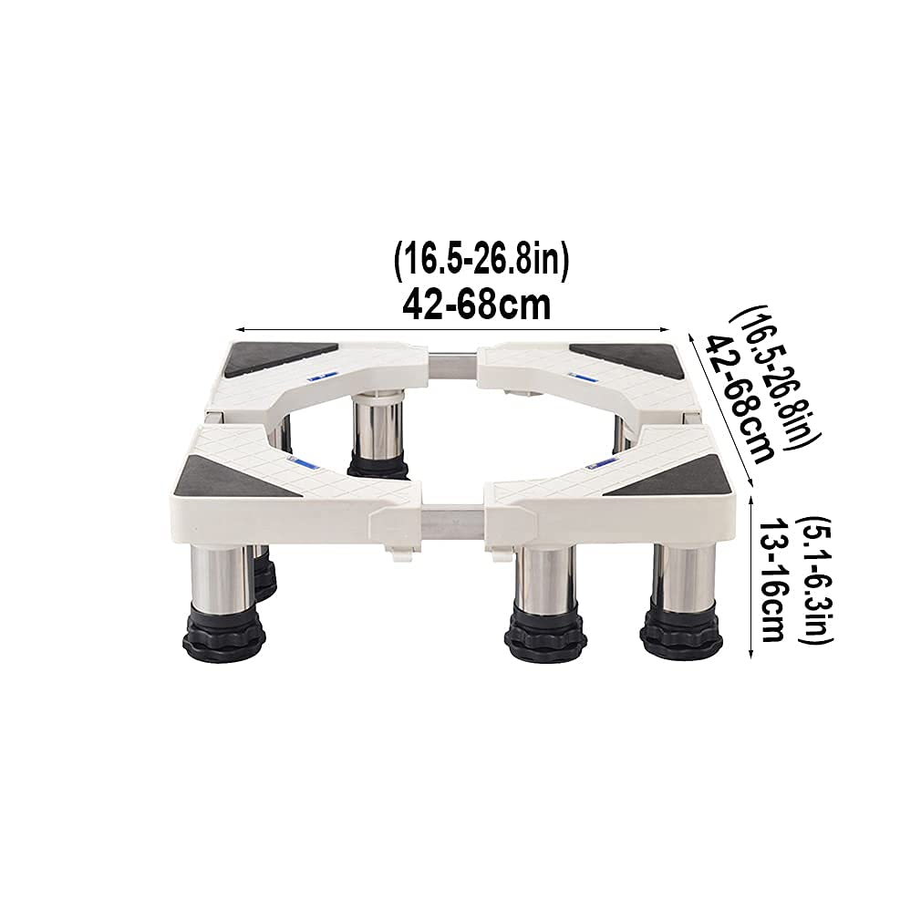 Base de soporte para lavadora, soporte antivibración, silencioso, 42-68 cm, soporte para nevera, lavadora y secadora, contenedor para plantas, 8 patas, 13-16 cm