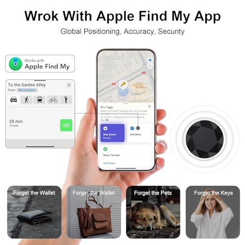 Image of 2-Pack Tracker Tags Compatible with Apple Find My (iOS Only), Bluetooth Tracker Tags, Smart Keys Finder and Item Locator with Waterproof Case for Wallet Luggage Backpack (Android Need Download App)