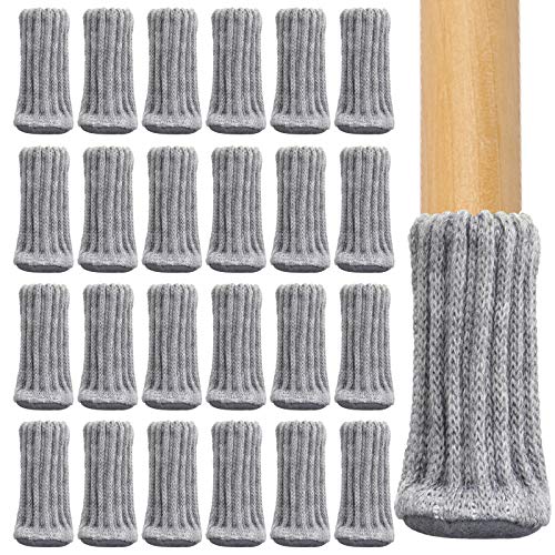 Tocawe Calcetines para muebles, paquete de 24 unidades, de punto, antideslizantes, para patas de sillas de 1 a 2 pulgadas (gris) Cover