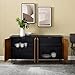 Walker Edison Caye Modern 4-Door Bookmatch Buffet-Sideboard for Storage, 58 Inch, Acorn Bookmatch/Black