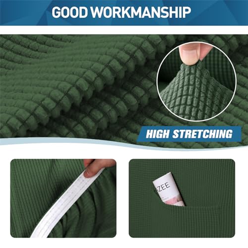 BXFUL Stretch Sofa Cover with Separate Cushions and Backrests Covers Jacquard Spandex Fabric Sofa Slipcover for Living Room Furniture Protector (2-Seater,Army Green) - Image 4