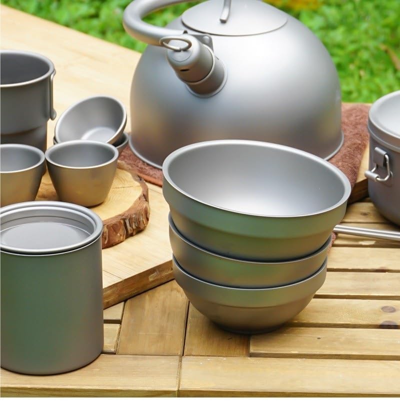1PC Pure Titanium Bowl 500ML, Double-layer Insulated Portable Tableware Suitable For Outdoor Camping