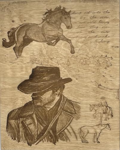 Arthur Morgan Journal Sketch Cowboy Art engraved on baltic birch, compatible with the video game Red Dead Redemption.