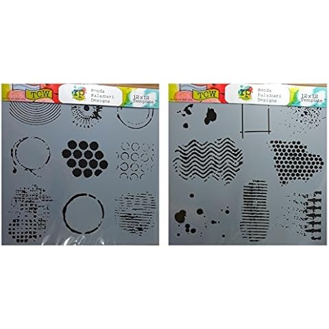 2 Crafters Workshop Large Mixed Media Stencils | 12 Inch X 12 Inch Templates | for Journaling, Scrapbooking, Card Making | To Make Texture, Batik, Eyelet, Jewel Designs and More Cover