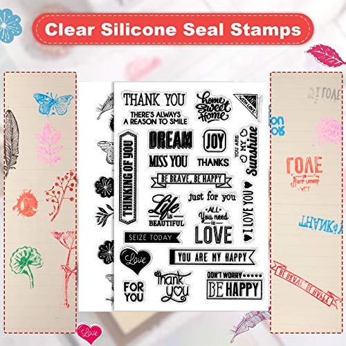 18 Pieces Acrylic Stamp Blocks Set Include 12 Craft Ink Pads Stamp Ink Pads, 4 Acrylic Stamp Blocks Clear Stamping Blocks 2 Rubber Clear Stamp Seal For Scrapbooking Card Making (Flower Set) #TOP3