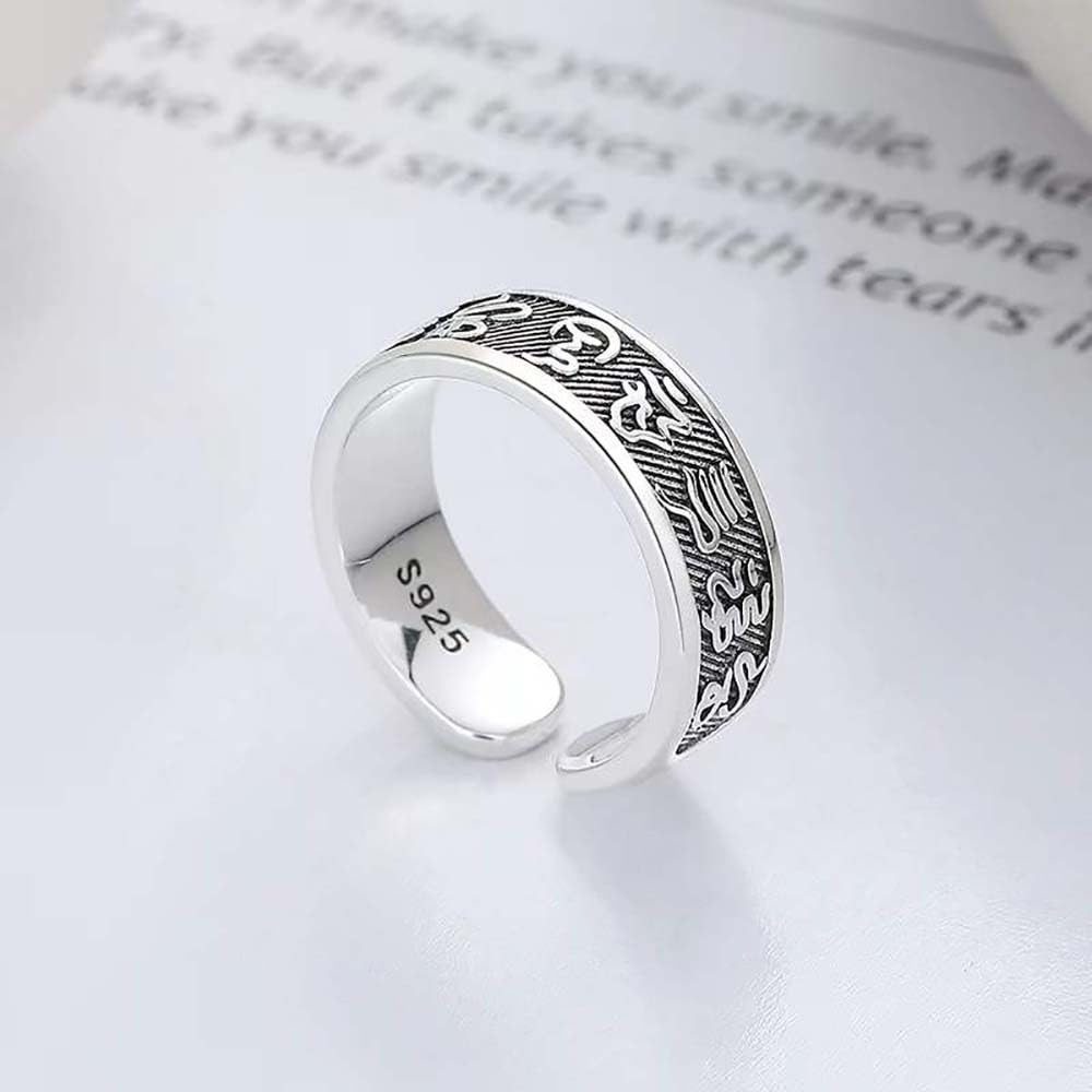 925 Argento Sterling Fengshui Anello Fortunato Talismano Amuleto Anello Apertura Anello Fascia Gioielli Regalo per Uomini Donne Famiglia Amici