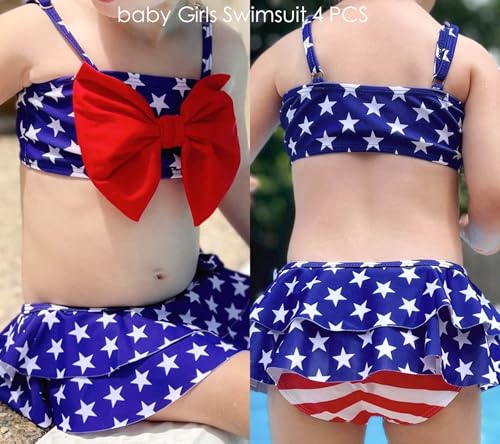 image for Ahegao 2t infant Girls 4th of July Swimsuit Little Baby USA Flag 3Year