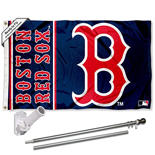 WinCraft Boston Red Sox B Logo Flag Pole and Bracket Set