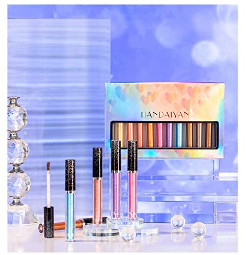 12 Color Liquid Eyeshadow Set Metallic Glitter Eyeshadow Shimmer Smokey Waterproof Quick Drying Liquid Eyeshadow Makeup Set Gift For Women - Image 7