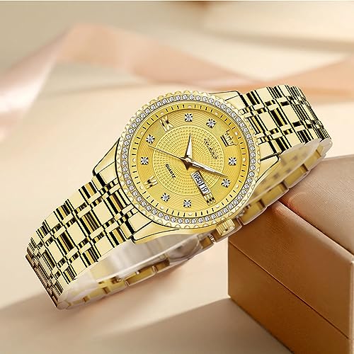OLEVS Womens Watches Small Face Ladies Watches for Women with Day Date Diamond Silver Gold Two Tone Stainless Steel Waterproof Analog Reloj para Mujer Classic Fashion Dress Quartz Womens Wrist Watch3