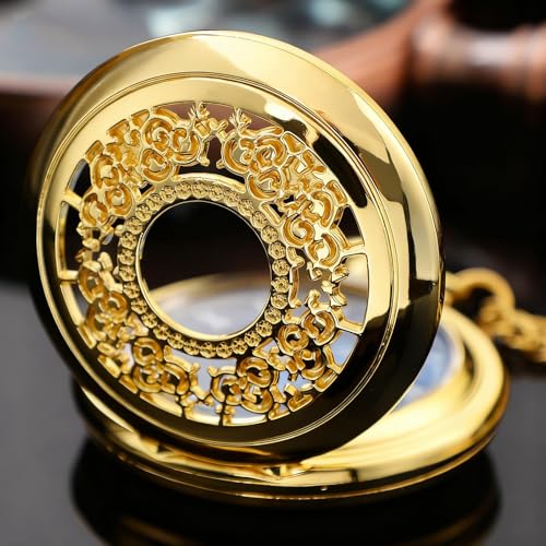 Image of Tiong Roman Numerals Scale Quartz Pocket Watches with Chain Christmas Graduation Birthday Gifts Fathers Day