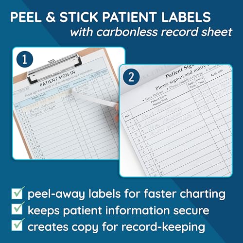 Image of Blue Summit Supplies 500 Patient Sign in Sheets, Carbonless 3 Part Forms with Peel Away Adhesive Labels, HIPAA Compliant for Privacy in Doctor, Medical, Dental Office, Blue, 500 Pack