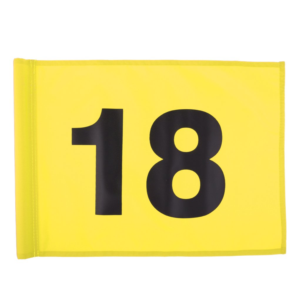 Formation De Pratique Professionnelle De Golf Professionnel en Nylon Durable De Drapeau De Golf Mettant Le Fanion De Bannière De Drapeau Vert avec Le - Jaune avec Le Numéro 18, 51 x 36cm