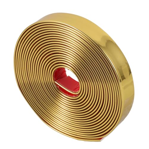 WOFASHPURET Pvc Deckenbordüre Gold 1 Rolle Fliesenabschlussleiste Flexible Wandleistenleiste Einfach zu Schneiden und Installieren für Spiegel und Schränke
