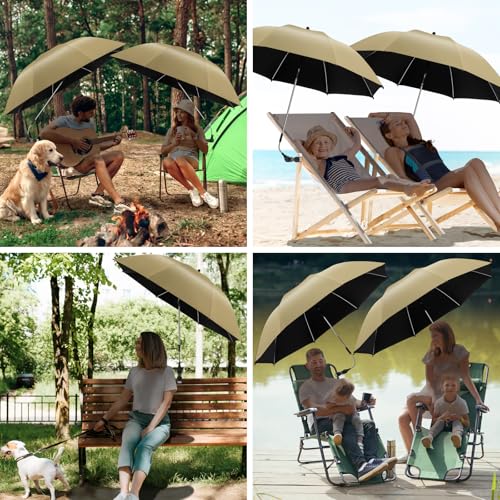 Image of 2 PACK Beach Umbrella with Clamp, 360 Adjustable Umbrellas for Chair, UPF50+ Umbrella for Beach Chair, Patio Chair, Wheelchair, Camping Chair, Golf Carts (Chair Not Included)