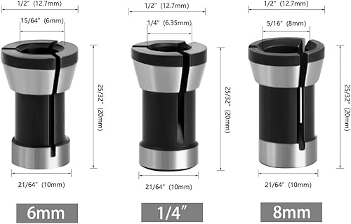 Miniatura 3 de Adaptador de pinza de recortadora de alta precisión, 0.236 in, 1/4 pulgadas, 0.315 in, adaptador de sujeción de portabrocas para grabado, máquina de