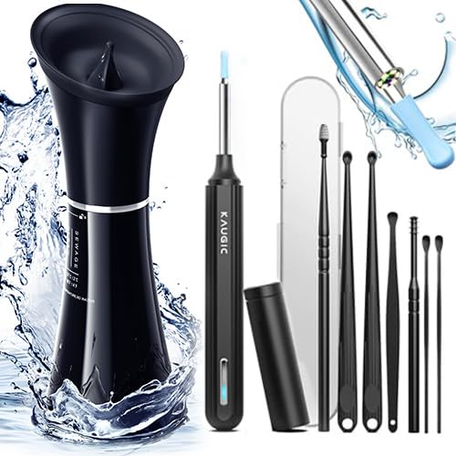 Water Powered Ear Cleaner & Ear Wax Removal Tool Camera, Ear Irrigation Flushing System, Ear Cleaning Kit with 4 Pressure Settings, Earwax Removal Kit for Adults